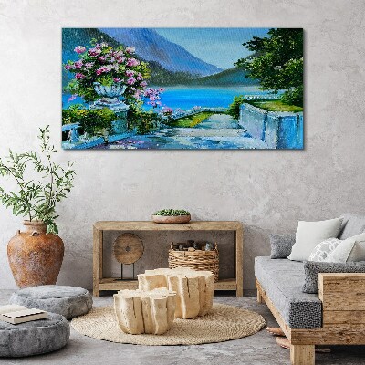 Canvas schilderij Romantisch uitzicht aan het meer