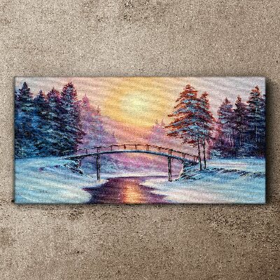 Schilderij op doek Winterbrug in het zonlicht