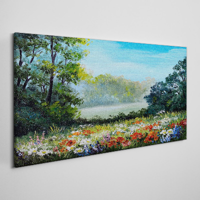 Schilderij op doek Een bloemenlandschap in de zomerzon