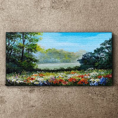 Schilderij op doek Een bloemenlandschap in de zomerzon