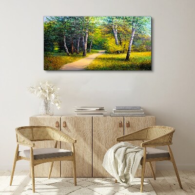 Schilderij op doek Een rustig pad in het bos