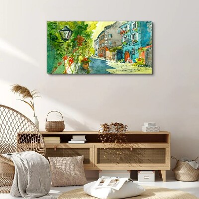 Canvas schilderij Een charmante straat in kleur