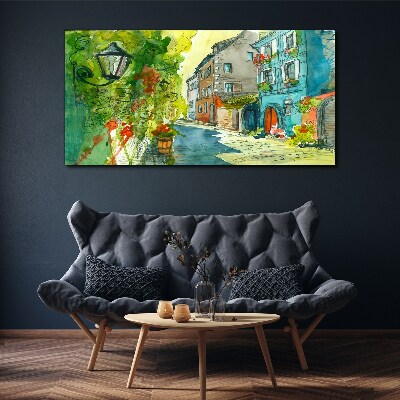 Canvas schilderij Een charmante straat in kleur