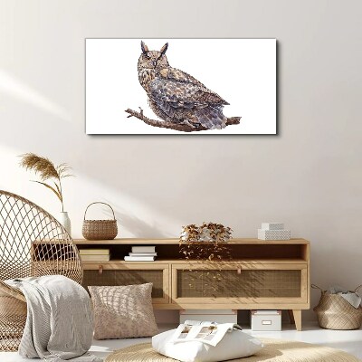 Schilderij op doek Uil op een tak