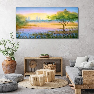 Foto op canvas Ochtendrust aan het meer