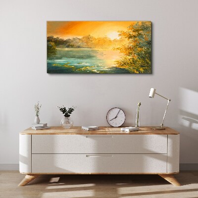 Foto op canvas Gouden uur op de rivier