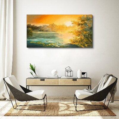 Foto op canvas Gouden uur op de rivier