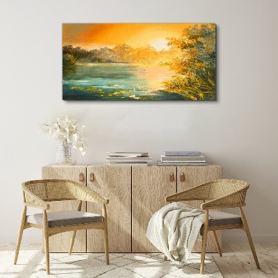 Foto op canvas Gouden uur op de rivier