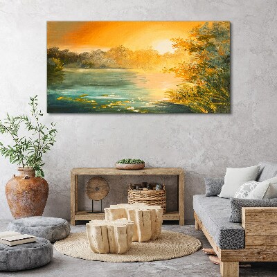 Foto op canvas Gouden uur op de rivier