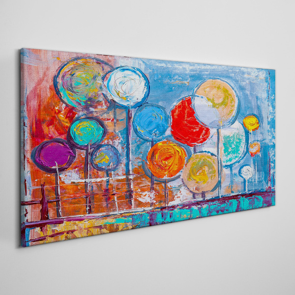 Schilderij op doek Kleurrijke bomen in de wind