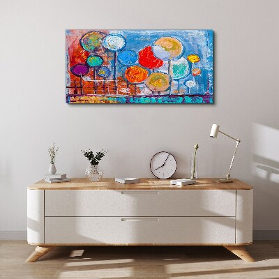 Schilderij op doek Kleurrijke bomen in de wind