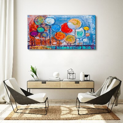 Schilderij op doek Kleurrijke bomen in de wind