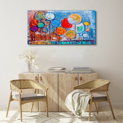 Schilderij op doek Kleurrijke bomen in de wind