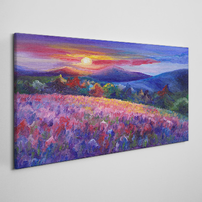 Foto op canvas Landschap in zonsondergangkleuren