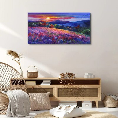 Foto op canvas Landschap in zonsondergangkleuren