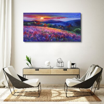 Foto op canvas Landschap in zonsondergangkleuren