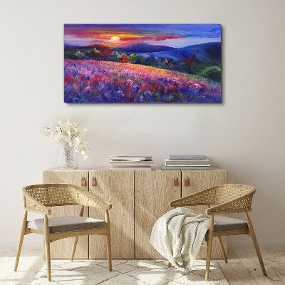 Foto op canvas Landschap in zonsondergangkleuren