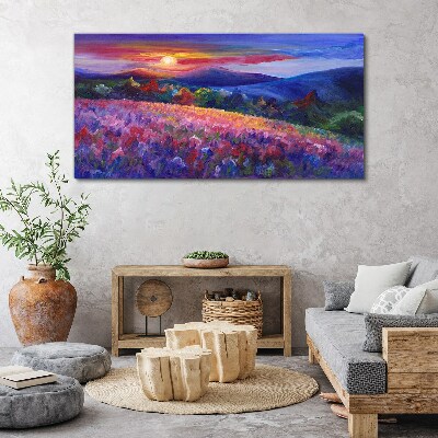 Foto op canvas Landschap in zonsondergangkleuren