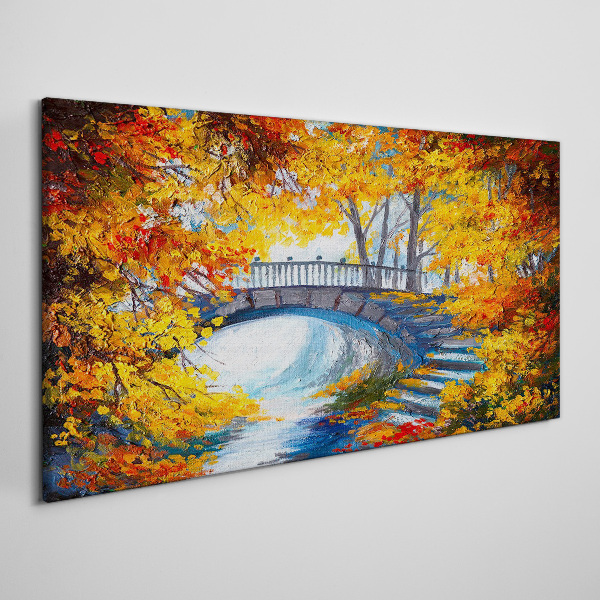 Foto op canvas Gouden brug in het herfstpark