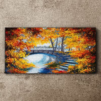Foto op canvas Gouden brug in het herfstpark