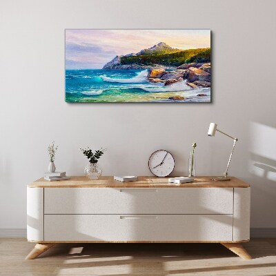 Schilderij op doek Kalme zee bij zonsondergang