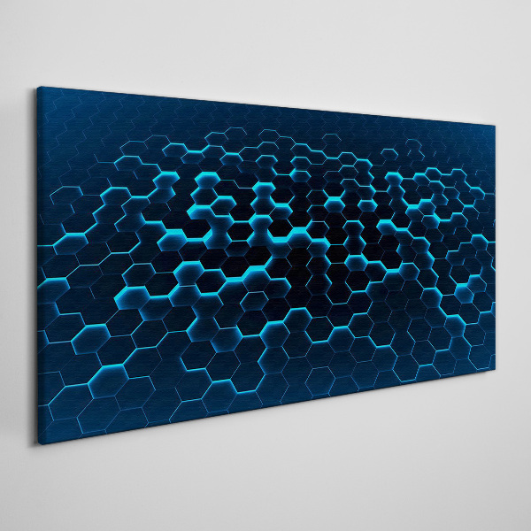 Schilderij op doek Blauw hexagonaal gaas