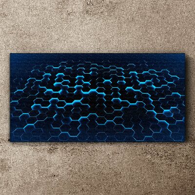 Schilderij op doek Blauw hexagonaal gaas