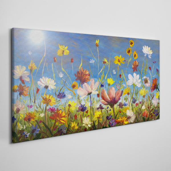 Foto op canvas Een bloemenlandschap op een zonnige dag