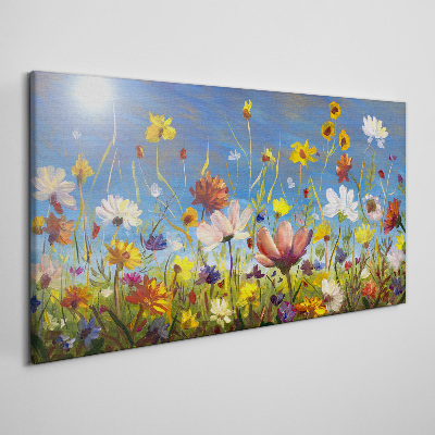 Foto op canvas Een bloemenlandschap op een zonnige dag