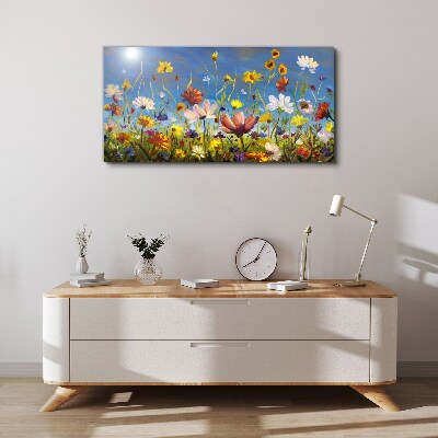 Foto op canvas Een bloemenlandschap op een zonnige dag
