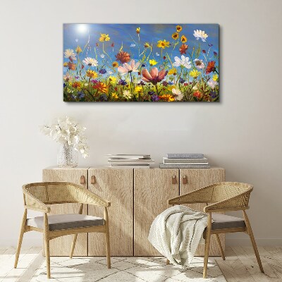 Foto op canvas Een bloemenlandschap op een zonnige dag