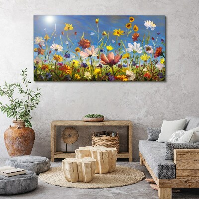 Foto op canvas Een bloemenlandschap op een zonnige dag