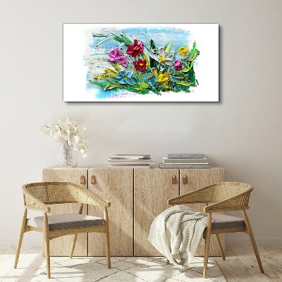 Canvas schilderij Een bloemenboeket in intense kleuren