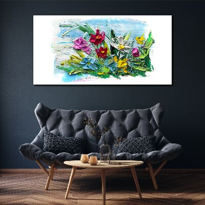 Canvas schilderij Een bloemenboeket in intense kleuren