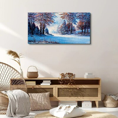 Schilderij op doek Een winterlandschap in de kleur blauw