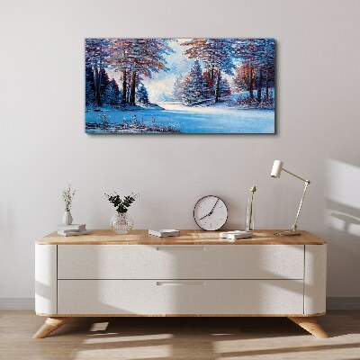 Schilderij op doek Een winterlandschap in de kleur blauw