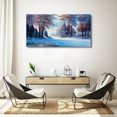 Schilderij op doek Een winterlandschap in de kleur blauw