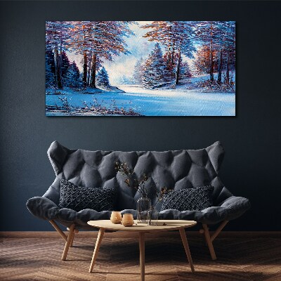 Schilderij op doek Een winterlandschap in de kleur blauw