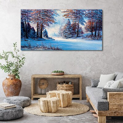 Schilderij op doek Een winterlandschap in de kleur blauw