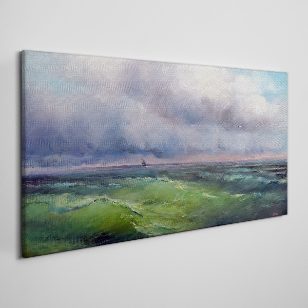 Foto op canvas Golven onder een stormachtige lucht