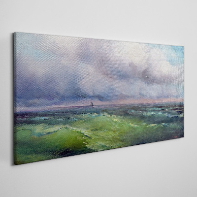 Foto op canvas Golven onder een stormachtige lucht