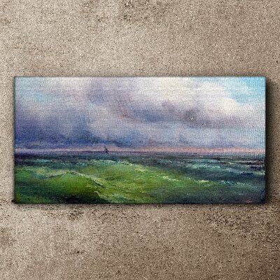 Foto op canvas Golven onder een stormachtige lucht