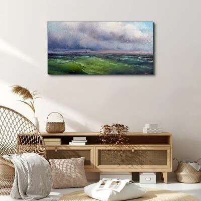 Foto op canvas Golven onder een stormachtige lucht