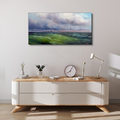 Foto op canvas Golven onder een stormachtige lucht