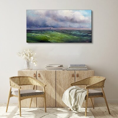 Foto op canvas Golven onder een stormachtige lucht
