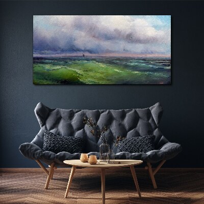 Foto op canvas Golven onder een stormachtige lucht