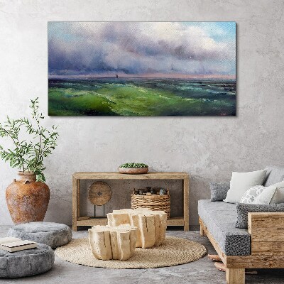 Foto op canvas Golven onder een stormachtige lucht
