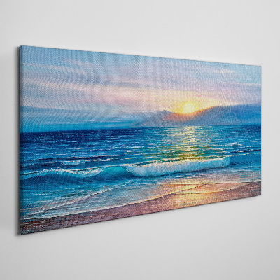 Canvas schilderij Zonsondergang boven de kalme zee