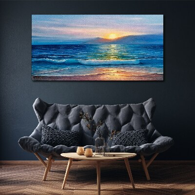 Canvas schilderij Zonsondergang boven de kalme zee