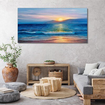 Canvas schilderij Zonsondergang boven de kalme zee